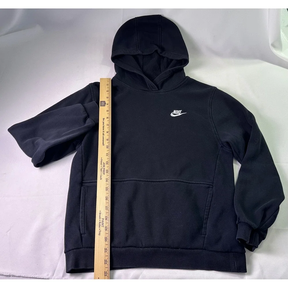 Nike Sportswear Club Fleece Hoodie Mens‎ XL Black Pullover White Swoosh Athletic